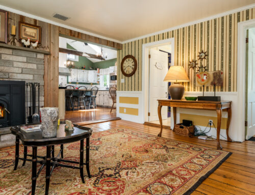 Living Room with view of the kitchen and full bath — 624 Brownell Road