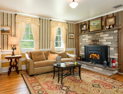 Living Room with Wood Stove Insert — 624 Brownell Road